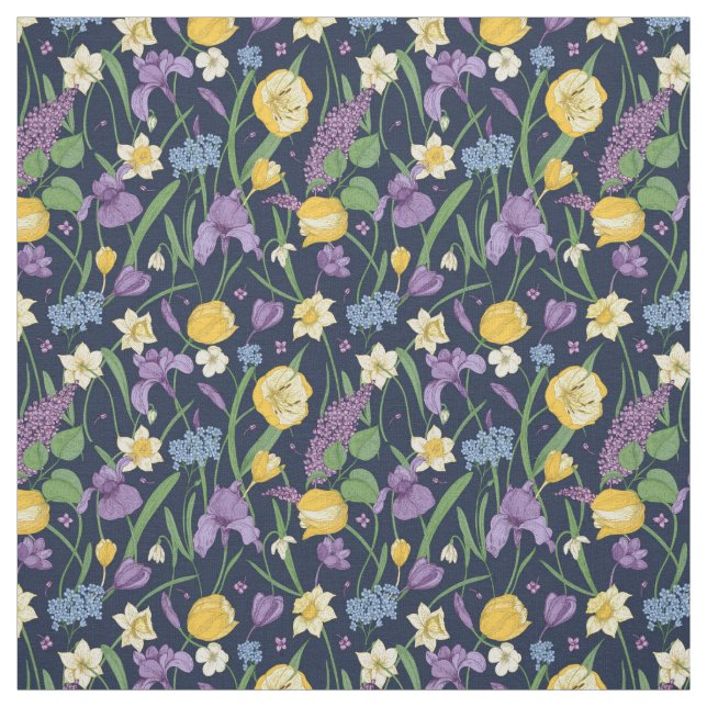 Tela Gorge tejido floral amarillo y morado (Retal)