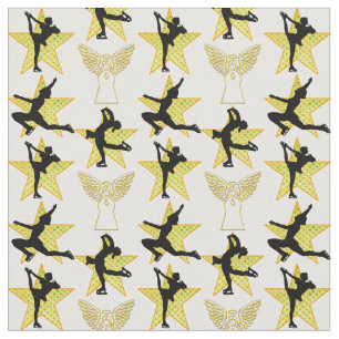 TELA GORGEOUS GOLD FIGURE SKATING NAVIDADES DISEÑOS