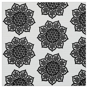 Tela GOTHIC SUN Black White Celtic Knots