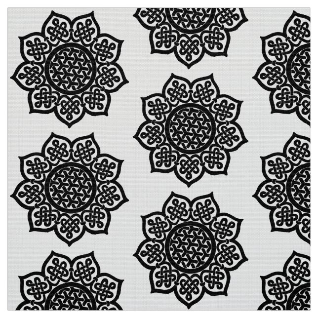 Tela GOTHIC SUN Black White Celtic Knots (Retal)