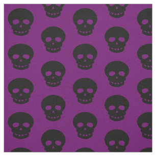 Tela Gótico oscuro Morado Cránulos negros Patrón de pun