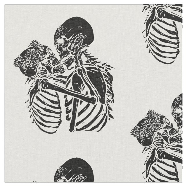 Tela gótico skeleton valentines (De cerca)
