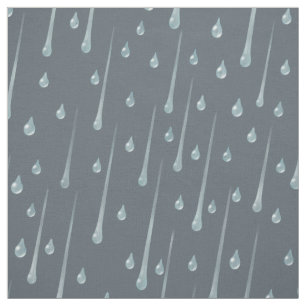 Tela Gotitas de Lluvia Cute Día Lluvioso Gris Oscuro
