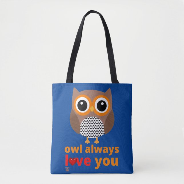 Tela gracioso bolso de té "OWL SIEMPRE TE AMA" (Anverso)