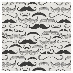 Tela Gracioso diseño de bigote blanco y negro