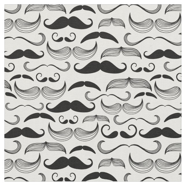 Tela Gracioso diseño de bigote blanco y negro (De cerca)