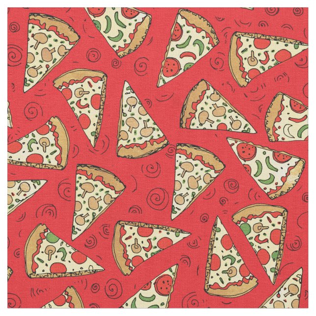 Tela Gracioso patrón rojo de pizzas de queso (De cerca)