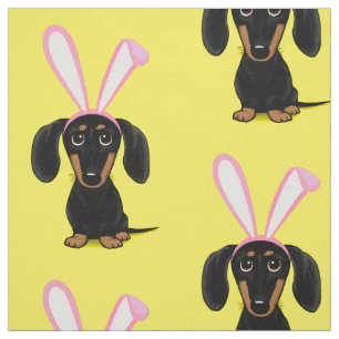 Tela Gracioso perro conejo de Pascua negro y tan Dachsh