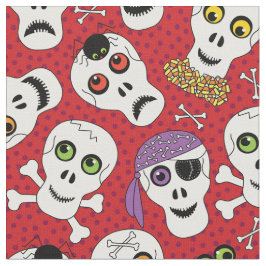Tela Graciosos brotes de Halloween sobre el patrón rojo