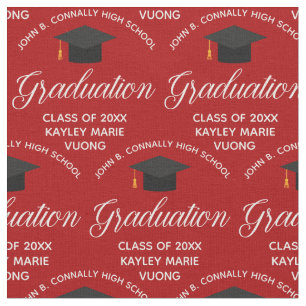 Tela Graduación roja blanca personalizada 2025