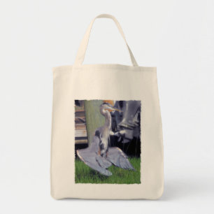 Tela Gran Bolso de Tote de Garza Azul tomando el sol