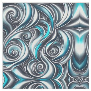 Tela Gran cantidad de Swirls Turquoise Paint Pour Desig