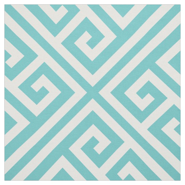 Tela Gran escala de la llave griega turquesa (Retal)