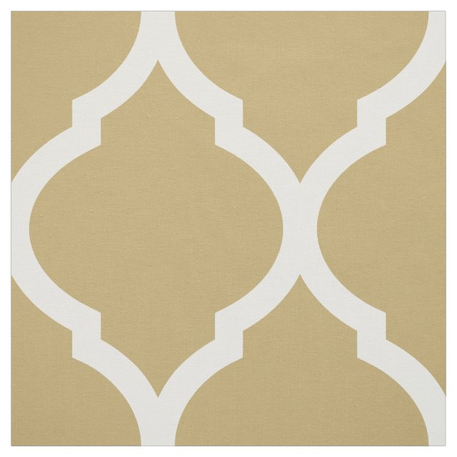 Tela Gran escala de quatrefoil marroquí de oro (Retal)