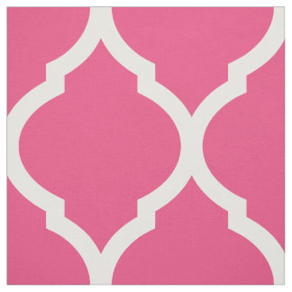 Tela Gran escala de Quatrefoil marroquí rosa caliente