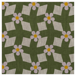Tela Gran Floral Abstracta de Musgo en Cuadrícula de Li