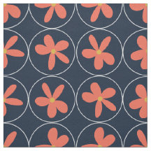 Grande Baldosa Floral Coral de la Marina en Twill