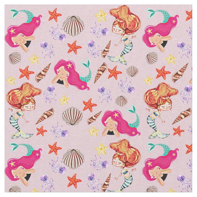 Tela Grano de sirena rosa con peñasca submarina Starfis (De cerca)