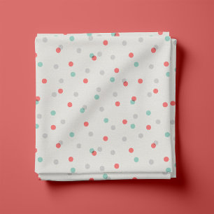 Tela Gray Aqua y Coral Confetti Dots