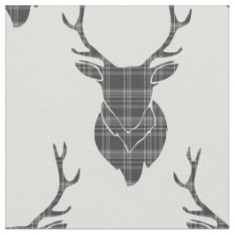 Tela Gray Tartan Stag Head Antler Rustic Pattern