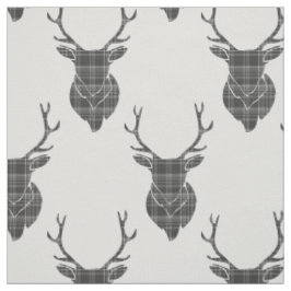 Tela Gray Tartan Stag Head Antler Rustic Pattern