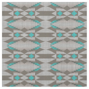 Tela Gray Taupe Aqua Turquoise Arte Tribal Azul Verde a