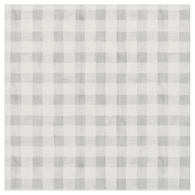 Tela Gray Watercolor Gingham Fabric (De cerca)