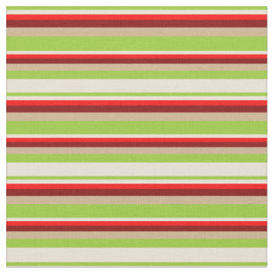 Tela Green, Bisque, Red, Maroon & Tan Stripes
