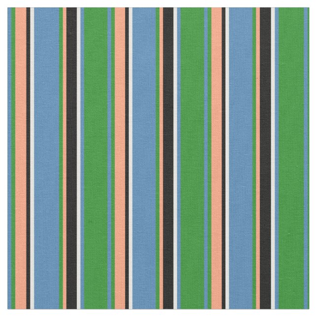 Tela Green, Blue, Mint Cream, Black, Light Salmon Lines (De cerca)