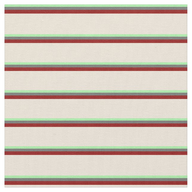 Tela Green, Dim Gray, Dark Red & Bisque Stripes (De cerca)