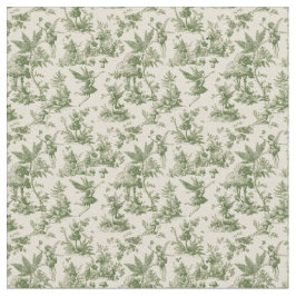 Tela Green Forest fairies Toile de Jouy Pattern