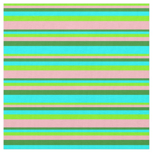 Tela Green, Light Pink, Forest Green y Aqua Lines (De cerca)
