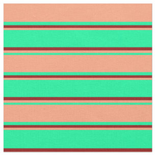 Tela Green, Light Salmon y Dark Red Stripes