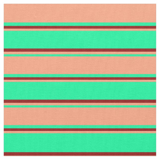 Tela Green, Light Salmon y Dark Red Stripes (De cerca)