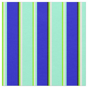 Tela Green, Mint Cream, Aquamarine, Blue & Black Lines