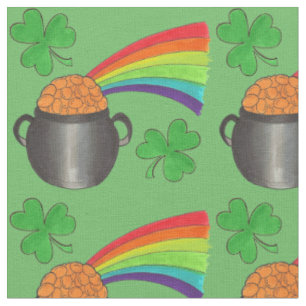 Tela Green Rainbow Shamrock Saint Patrick's Day Fun
