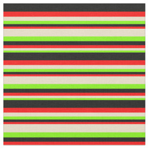 Tela Green, Tan, Red & Black Stripes