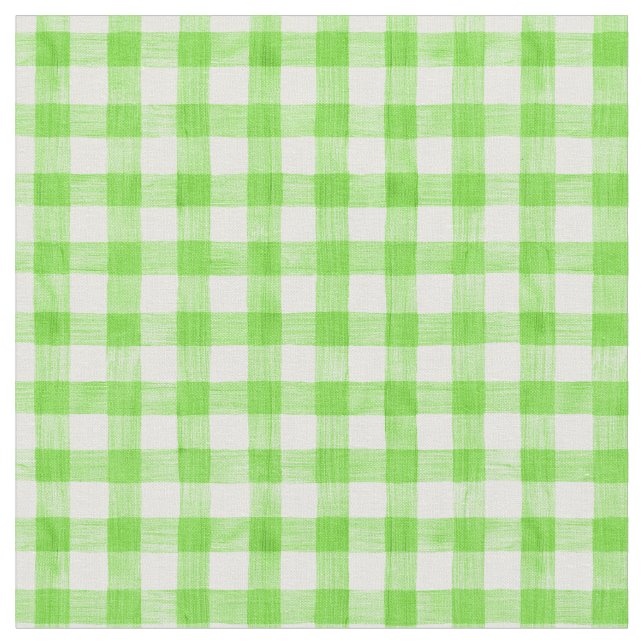 Tela Green Watercolor Gingham Fabric (De cerca)