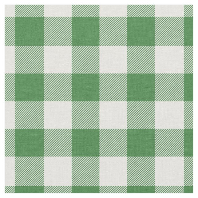 Tela Green & White Plaid Gingham (De cerca)