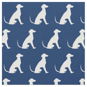 Tela Greyhound Dog Silhouette Mascota Navy Azul