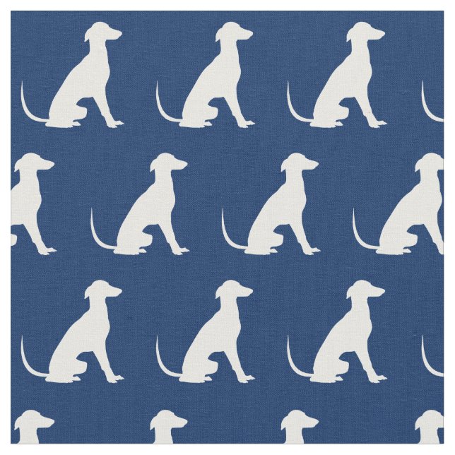 Tela Greyhound Dog Silhouette Mascota Navy Azul (De cerca)