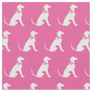 Tela Greyhound Dog Silhouette Mascota Pink