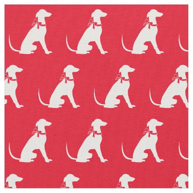 Tela Greyhound Dog Silhouette Mascota Red (De cerca)