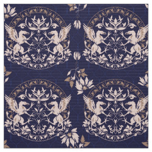 Tela Grifo negro de pie con patas florales