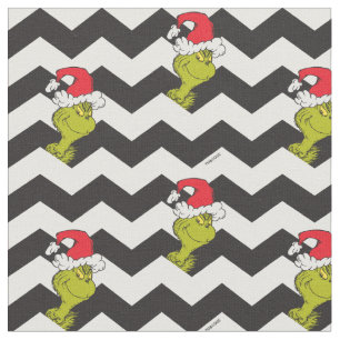 Tela Grinch   Patrón de cheurón negro y blanco