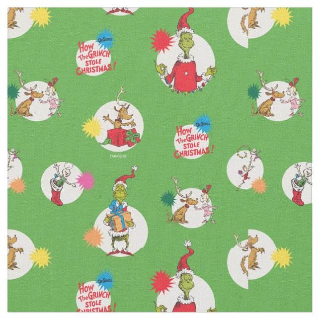 Tela Grinch | Patrón de puntos de Navidad (De cerca)