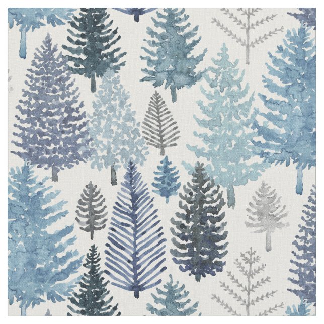 Tela Gris azul de los pinos de invierno  (De cerca)