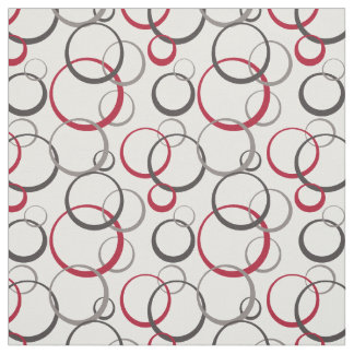 Tela Gris Borgoña Rojo Anillos Moderno Patrón Geométric