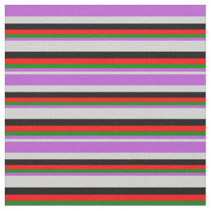 Tela Gris claro, orquídea, verde, rojo y negro