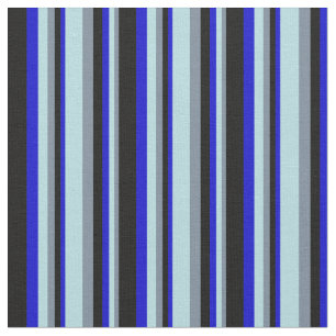 Tela Gris de pizarra ligera, líneas azul, azul y negro 